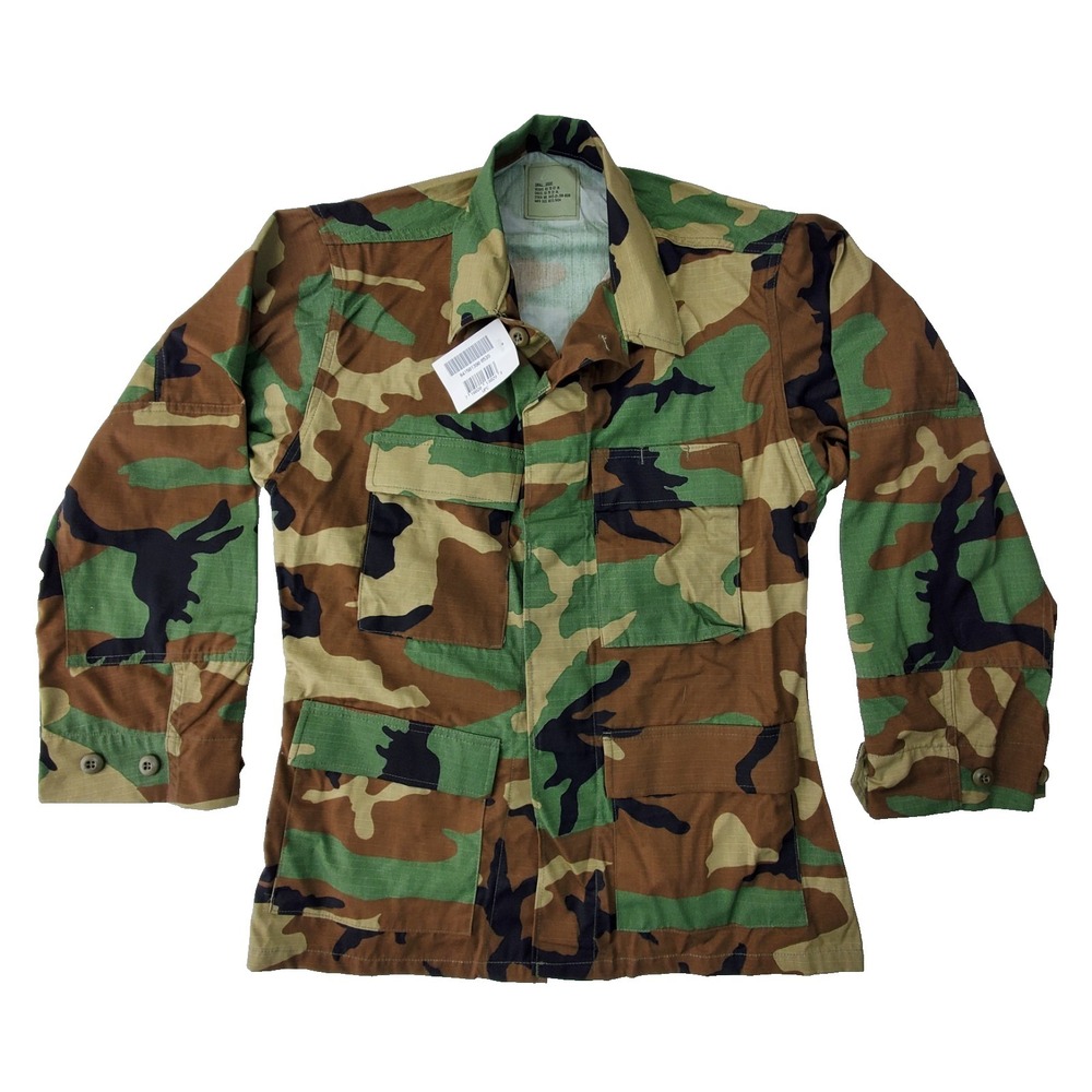 US Military Woodland BDU Combat‎ Shirt Small Short Ripstop Cotton Nylon